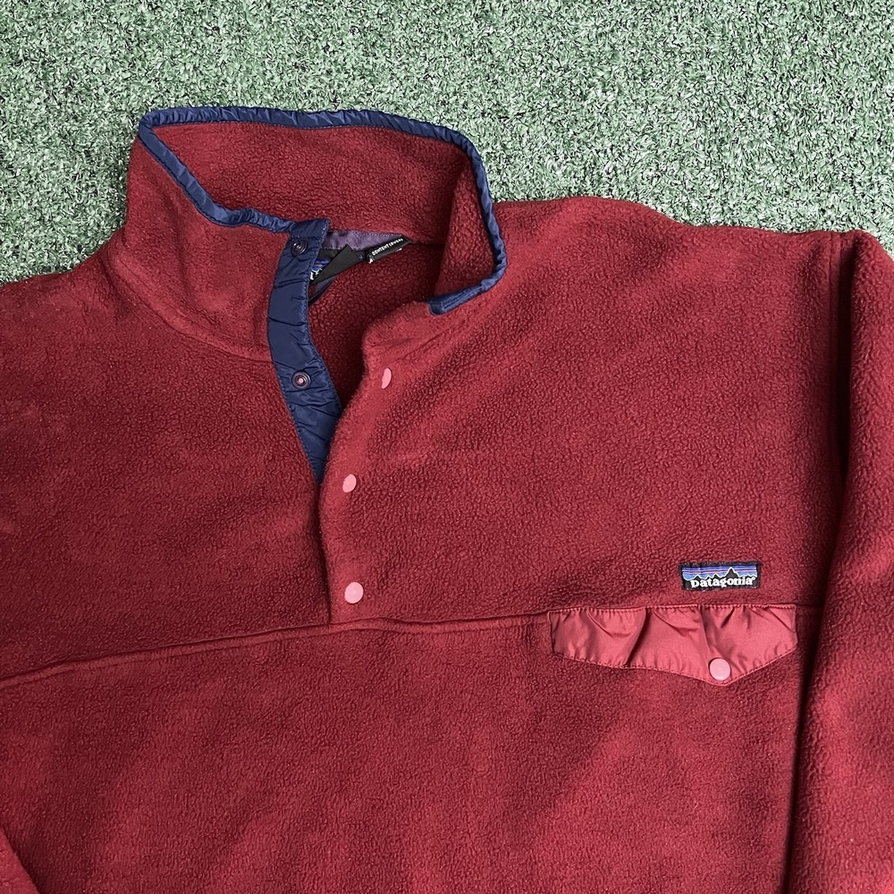 Patagonia Snap T Fleece Pullover Mens XL Vintage Synchilla Red Red Trim